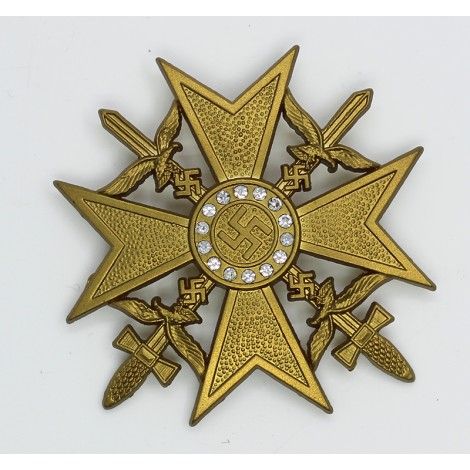 Cruz española con espadas en oro y diamantes